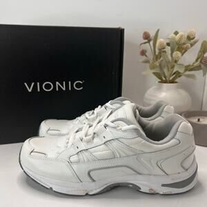Vionic 23 Walk 2.0 Leather Walking Shoes Comfort Sneakers White Men's 12M